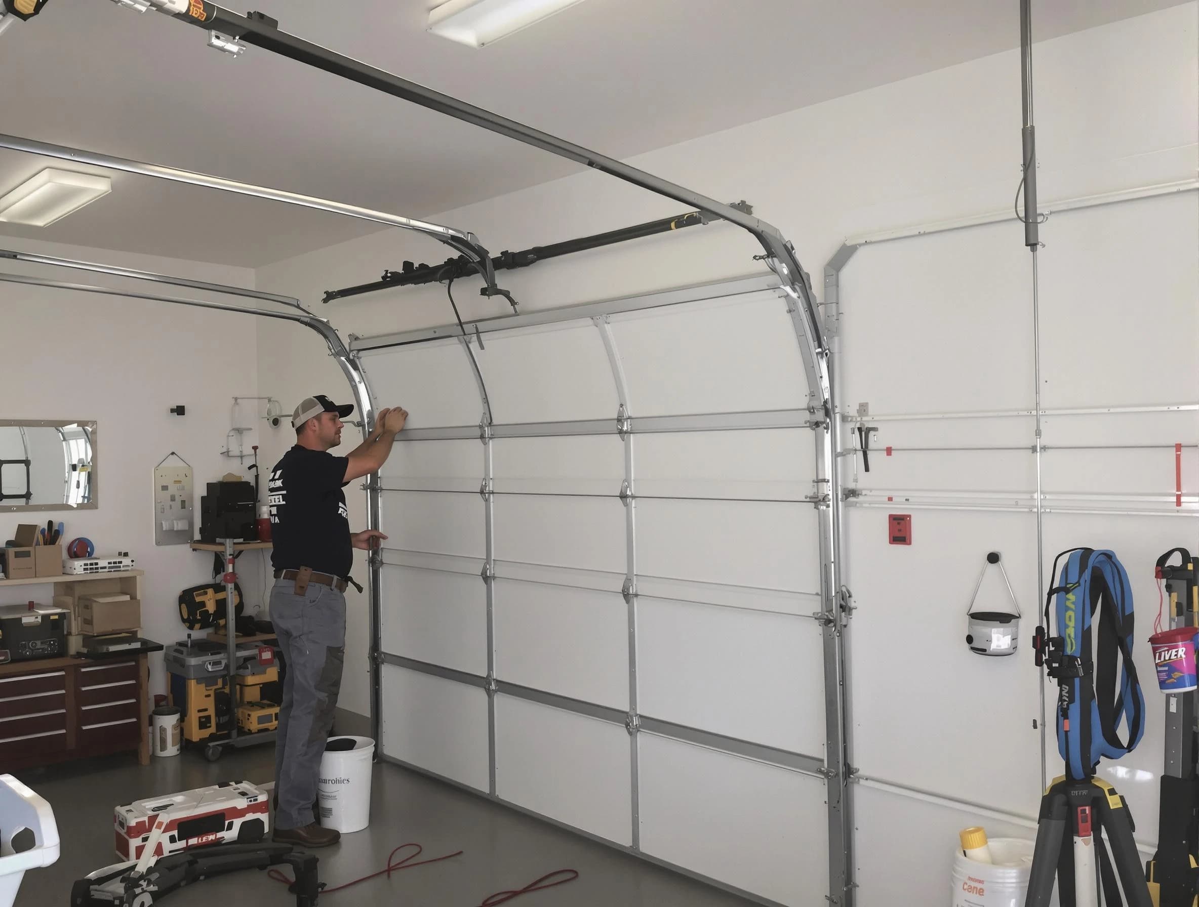 Chattahoochee Hills Garage Door Repair team installing new garage door in Chattahoochee Hills