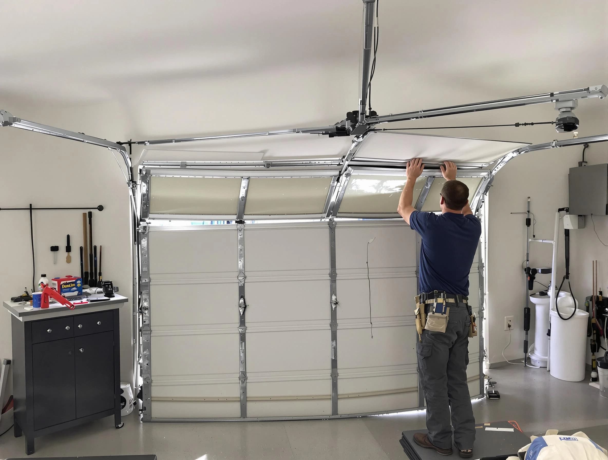 Chattahoochee Hills Garage Door Repair specialist performing precise section replacement on Chattahoochee Hills garage door