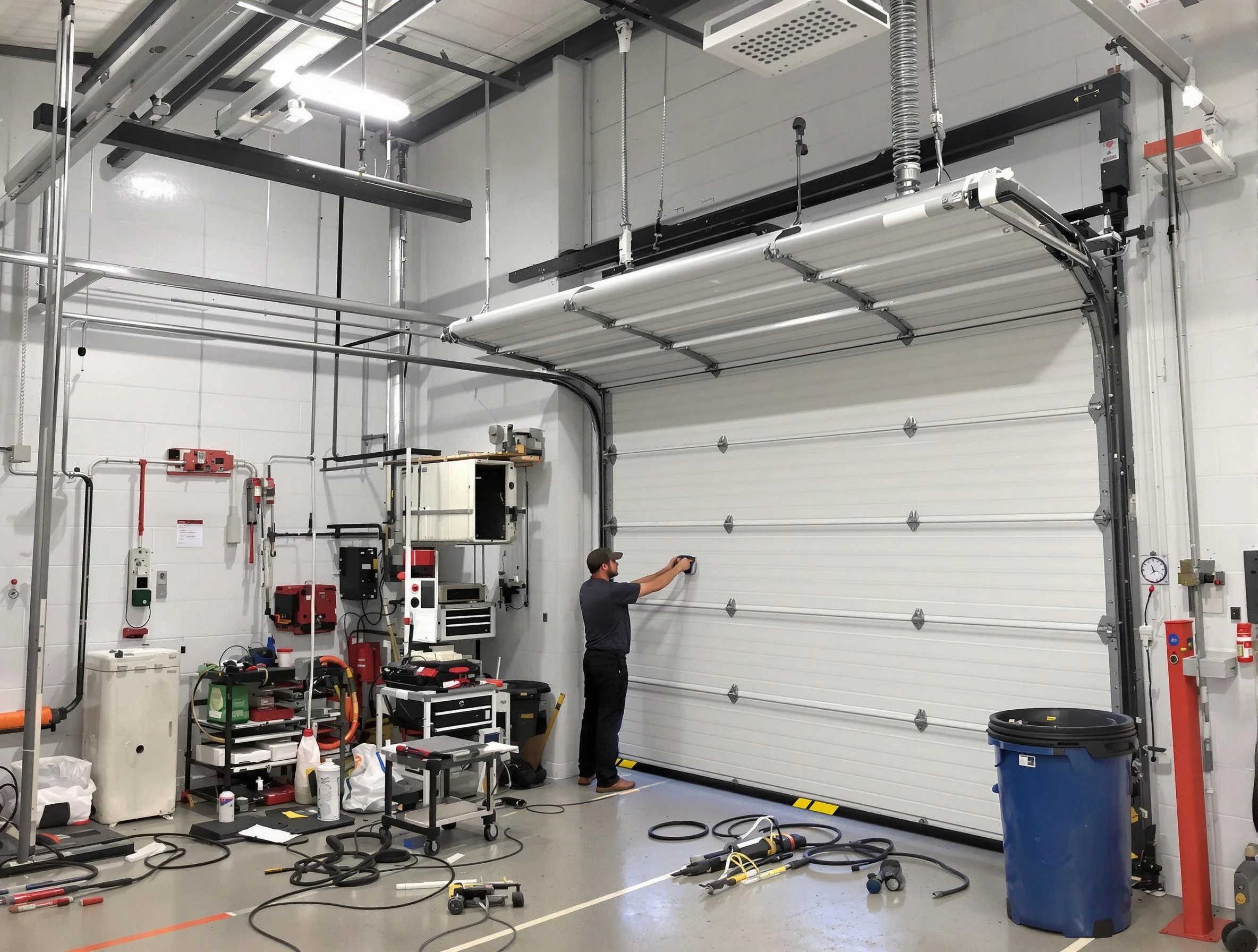 Chattahoochee Hills Garage Door Repair certified technician performing commercial door repair at a Chattahoochee Hills business facility