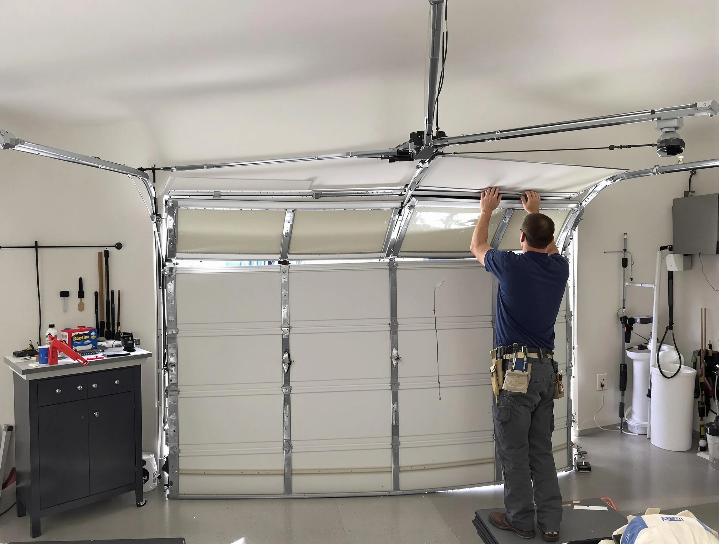 Chattahoochee Hills Garage Door Repair specialist performing precise section replacement on Chattahoochee Hills garage door